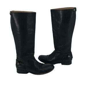 Frye Melissa Tall Heeled Black Leather Riding Boots Size 8 1/2 Women’s
